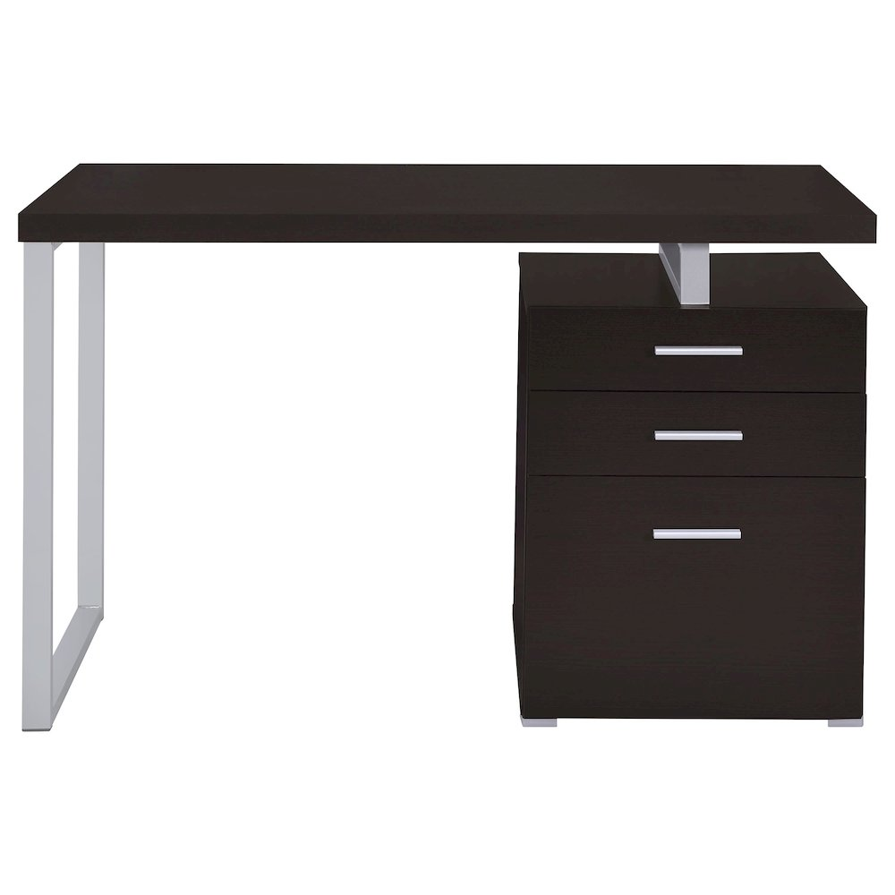 Start2Finish Brennan 47-inch cappuccino office computer desk with three drawers, showcasing its sleek wooden finish and spacious surface.