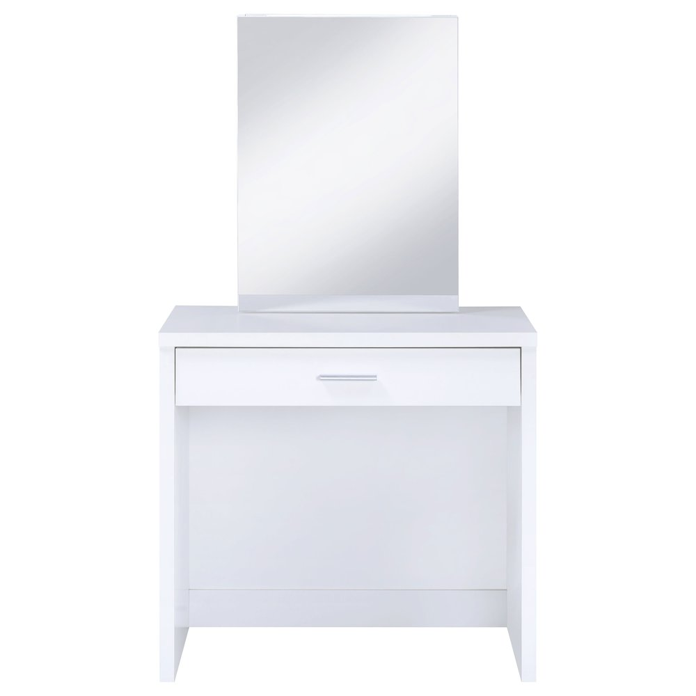 Harvey white vanity set with lift-top stool from Start2Finish, featuring a sleek design and ample surface space.