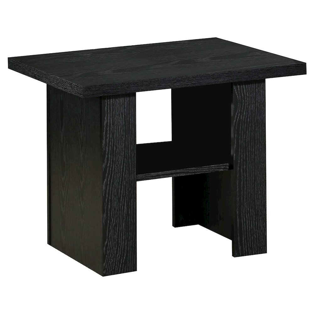 Rodez 3-piece engineered wood coffee table set in black oak with sleek, modern design and smooth surfaces.