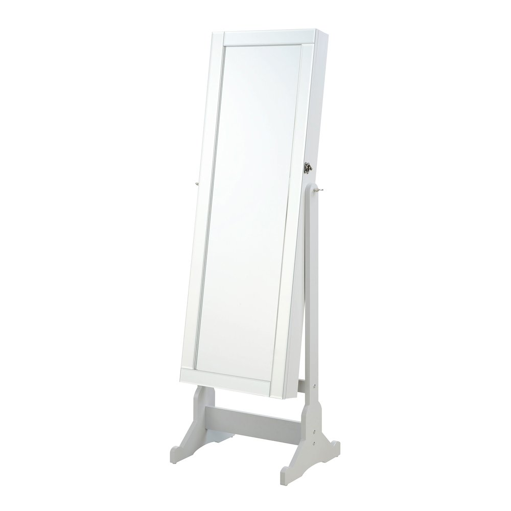 Yvonne Cheval Mirror with Jewelry Storage in Dove Grey by Start2Finish, featuring a cheval-style mirror with built-in jewelry compartments