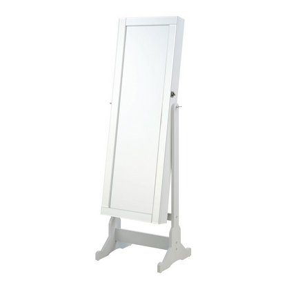 Yvonne Cheval Mirror with Jewelry Storage in Dove Grey by Start2Finish, featuring a cheval-style mirror with built-in jewelry compartments
