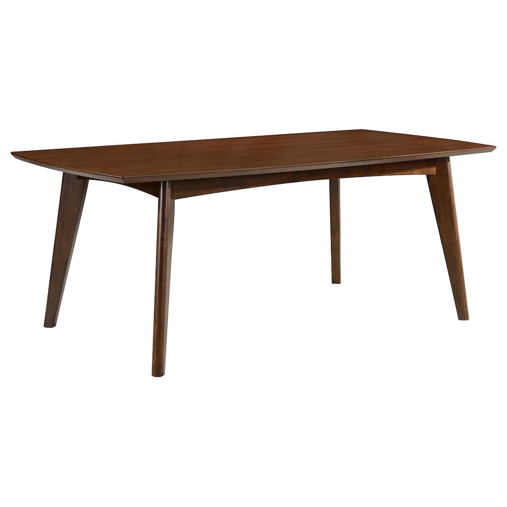 Start2Finish Malone rectangular 78-inch wood dining table in dark walnut finish, showcasing its sleek design and sturdy construction.