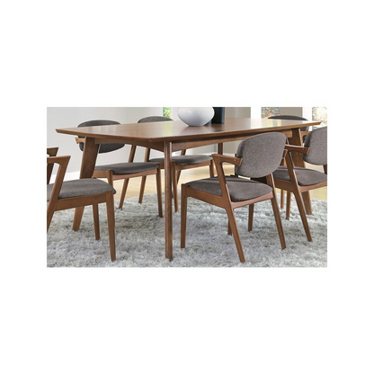 Start2Finish Malone 78-inch rectangular dark walnut wood dining table with sturdy legs and smooth surface.