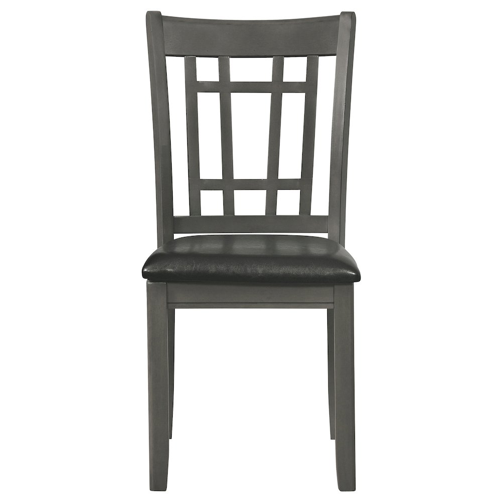 Set of two Lavon wood dining side chairs by Start2Finish in medium grey with cushioned seats and modern design.