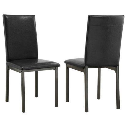 Pair of black Garza upholstered dining side chairs by Start2Finish, featuring sleek design and comfortable fabric upholstery.