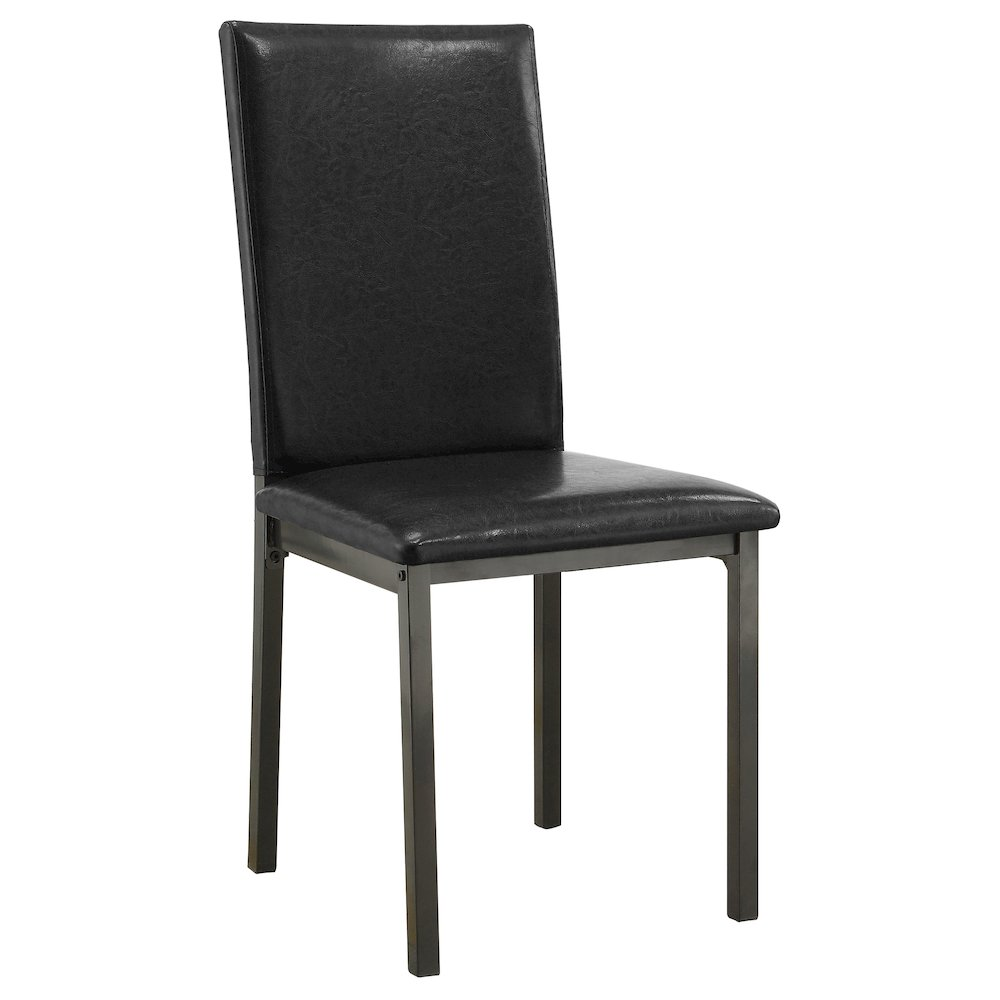 Pair of black Garza upholstered dining side chairs by Start2Finish, featuring cushioned seats and modern design.
