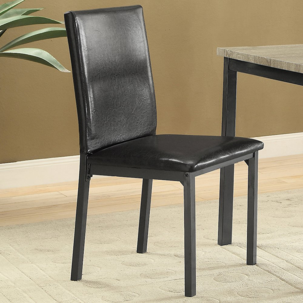 Set of two black Garza upholstered dining side chairs by Start2Finish, featuring padded seats and sleek modern design.