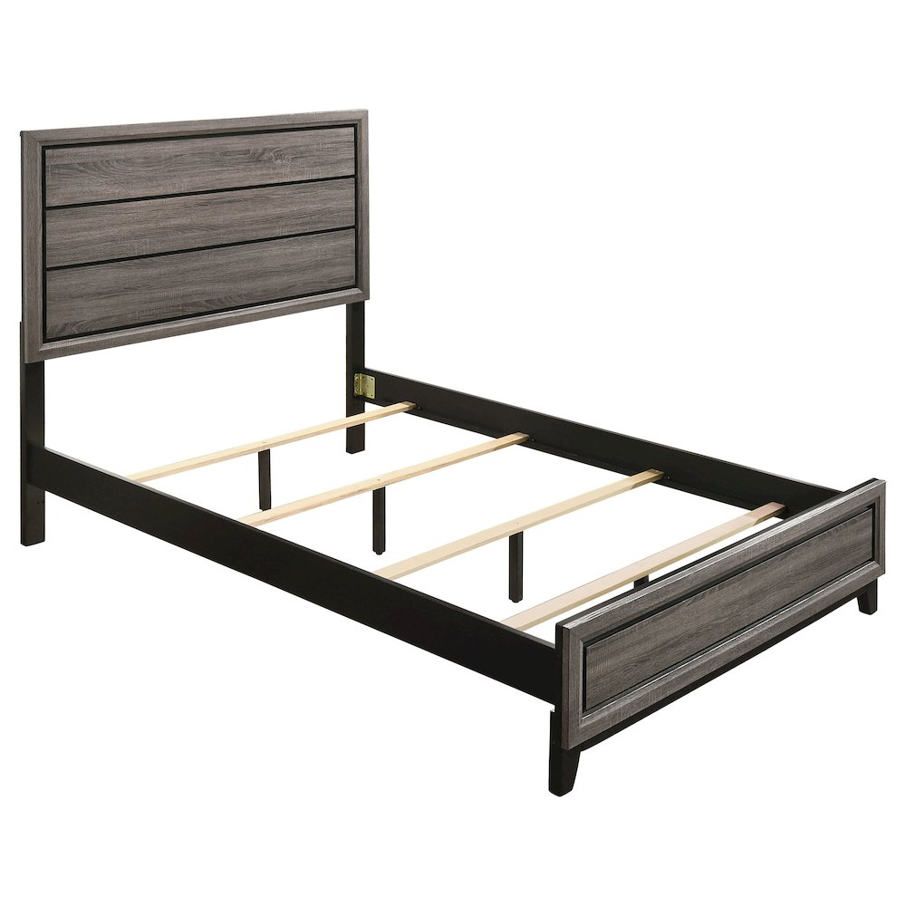Watson 4-piece Queen Bedroom Set in grey oak finish by Start2Finish, includes bed frame, dresser, nightstands, and mirror.