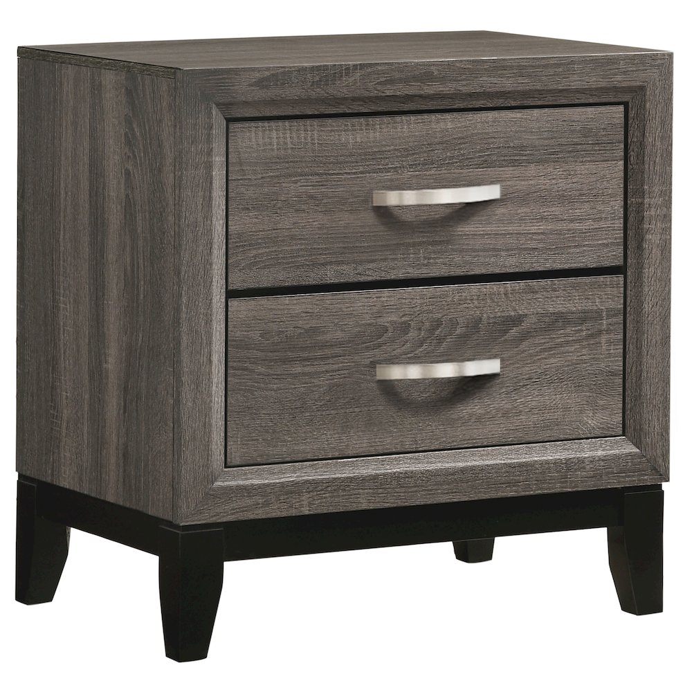 Watson 4-piece Queen bedroom set by Start2Finish, featuring a grey oak finish with a bed frame, dresser, and matching nightstands.