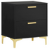 Black Kendall 2-drawer nightstand by Start2Finish featuring sleek design and two spacious drawers for bedroom storage.