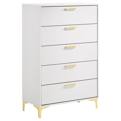 Start2Finish Kendall 5-drawer white bedroom chest with sleek handles and spacious drawers for stylish storage.