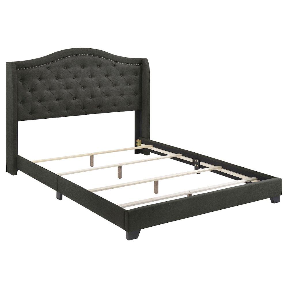 Grey Sonoma upholstered queen wingback bed with padded headboard and elegant design from Start2Finish.