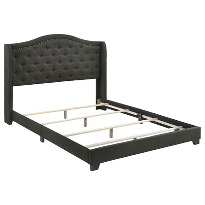 Grey Sonoma upholstered queen wingback bed with padded headboard and elegant design from Start2Finish.