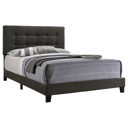 Mapes upholstered queen panel bed in charcoal with padded headboard and clean lines, crafted by Start2Finish for modern bedroom decor.
