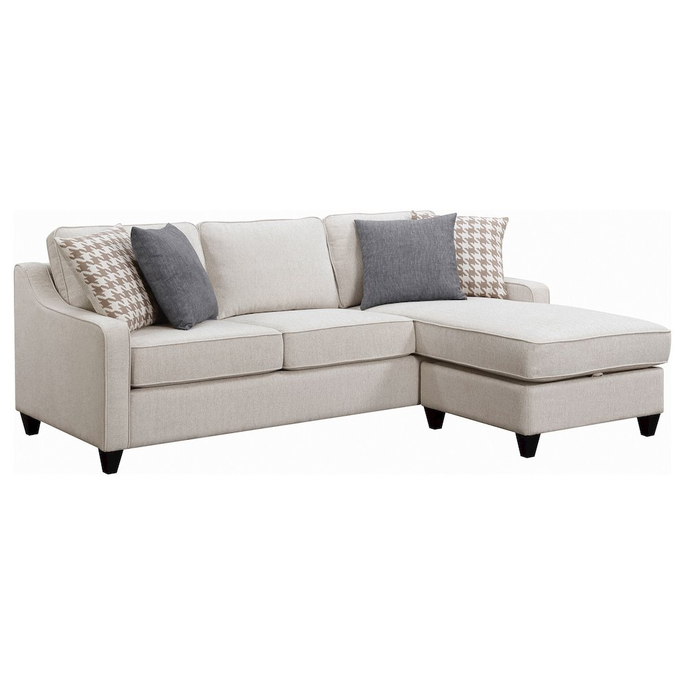 Start2Finish Mcloughlin upholstered sloped arm sectional sofa in platinum with plush cushions and modern design.