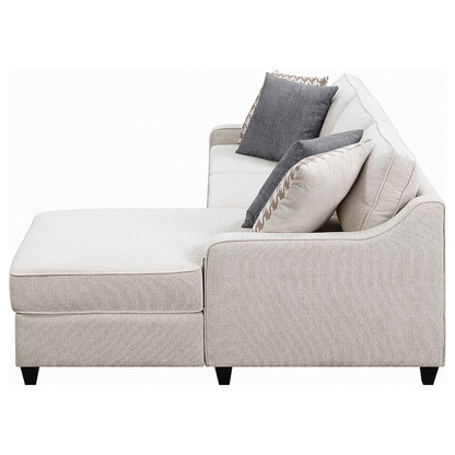 Start2Finish Mcloughlin upholstered sloped arm sectional sofa in platinum fabric, featuring plush cushions and modern design.