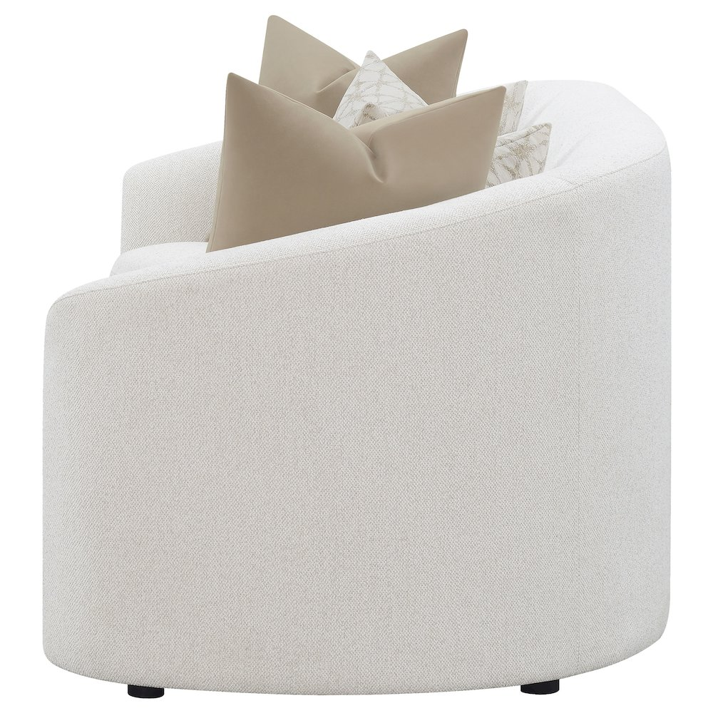 Start2Finish Rainn Boucle Upholstered Sloped Arm Sofa in latte color, showcasing plush boucle fabric and modern sloped arm design.