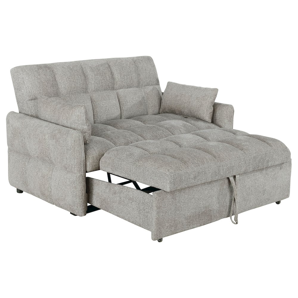 Light grey Cotswold upholstered convertible sleeper sofa bed by Start2Finish, showing its plush fabric and versatile design.