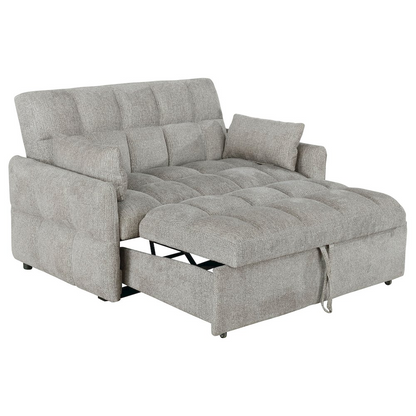 Light grey Cotswold upholstered convertible sleeper sofa bed by Start2Finish, showing its plush fabric and versatile design.