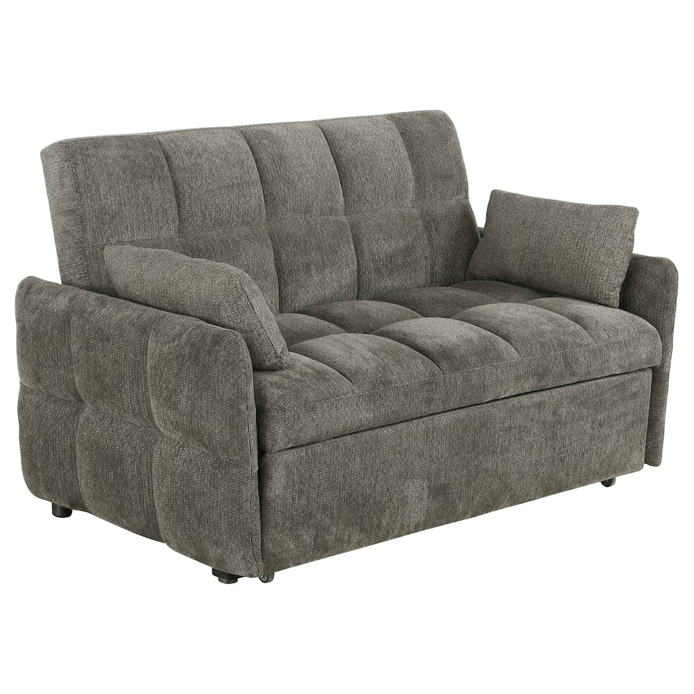 Dark grey Cotswold upholstered convertible sleeper sofa bed by Start2Finish, showing its plush fabric and versatile design.
