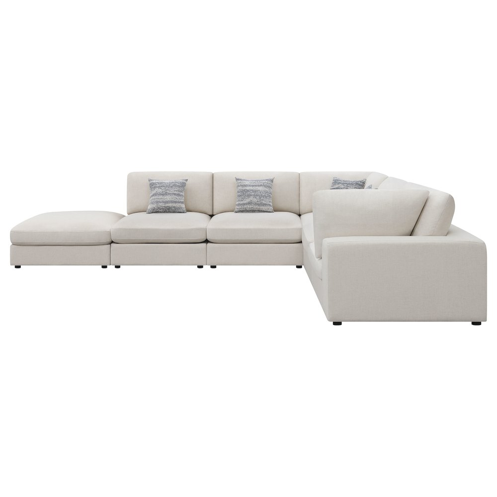 Beige Serene 6-piece upholstered modular sectional sofa by Start2Finish, showing plush cushions and contemporary design.
