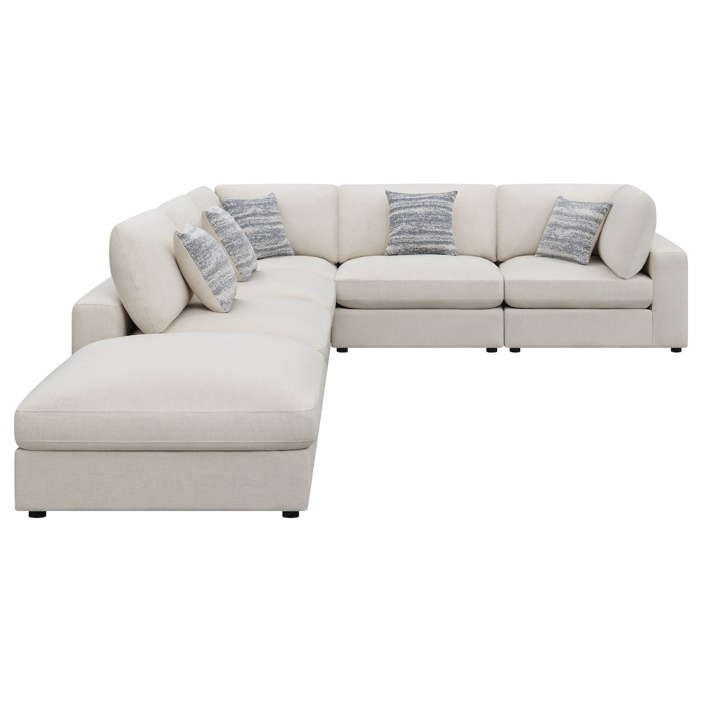 Beige Serene 6-piece upholstered modular sectional sofa by Start2Finish, showing plush cushions and modern furniture design.