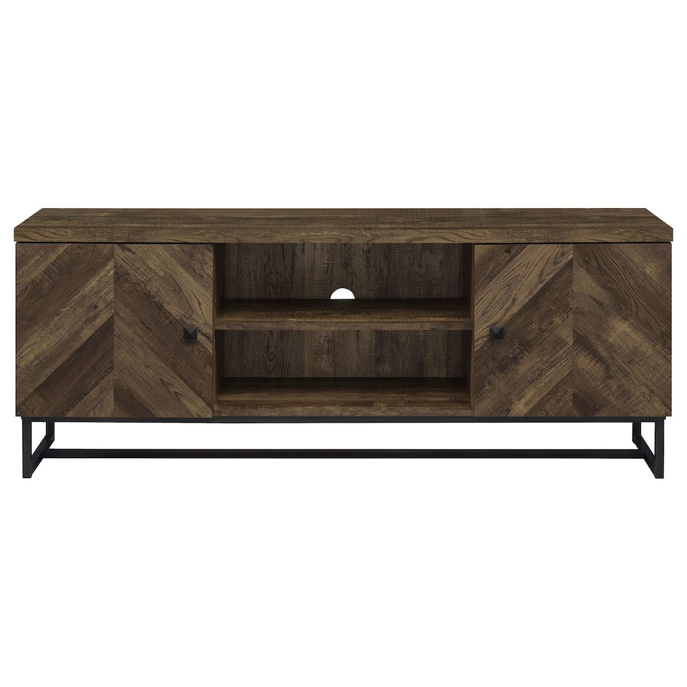 Rustic Oak Myles 2-door Engineered Wood TV stand by Start2Finish, featuring a 60-inch width with two spacious doors and a modern design.