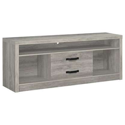 Start2Finish Burke 2-drawer engineered wood TV stand in grey driftwood finish with sleek modern design.