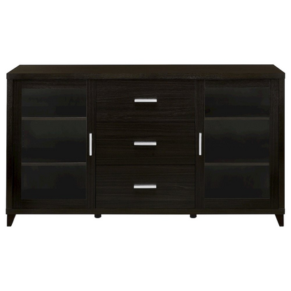 Lewes 2-door Engineered Wood TV stand in cappuccino finish, featuring a modern design with ample storage space.
