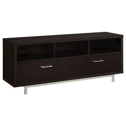 Start2Finish Casey 2-drawer engineered wood TV stand in cappuccino with a 60-inch width and modern design.