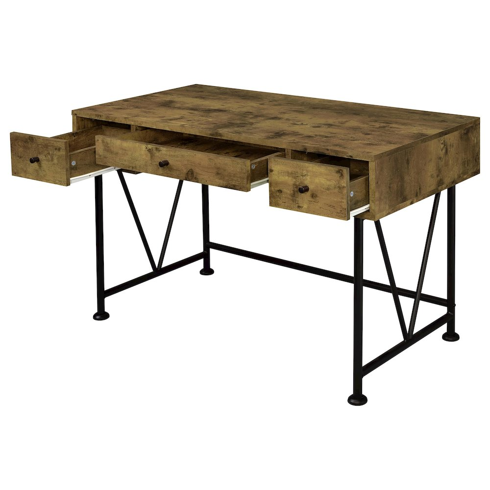 Rustic Nutmeg Analiese 2-piece computer desk and bookcase set by Start2Finish, featuring wooden shelves and workspace.