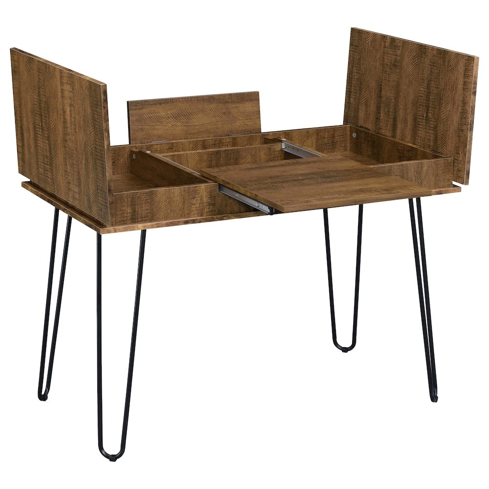 Start2Finish Sheeran 47-inch rustic amber writing desk with storage, featuring a wood finish and built-in compartments.