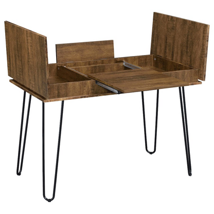 Start2Finish Sheeran 47-inch rustic amber writing desk with storage, featuring a wood finish and built-in compartments.