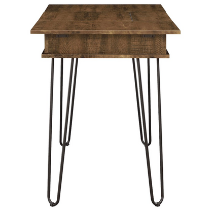Rustic amber Sheeran 47-inch writing desk with storage by Start2Finish, featuring a sturdy wood finish and ample workspace.