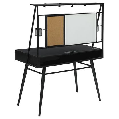 Start2Finish Jessie 47-inch black writing desk with built-in whiteboard and USB ports, modern office furniture for productivity.