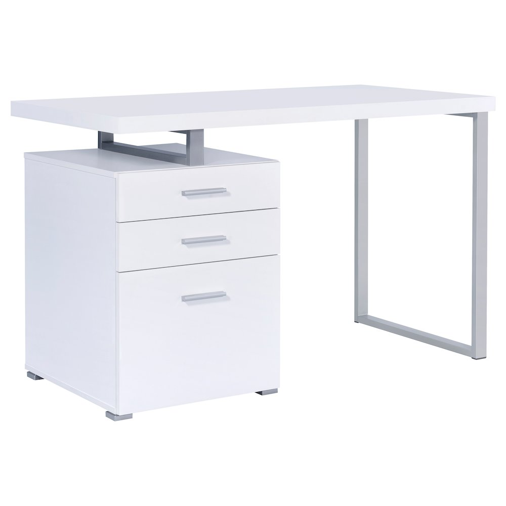 Start2Finish Brennan 47-inch white office computer desk with three drawers, modern design and sturdy construction.
