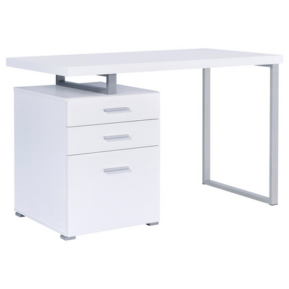 Start2Finish Brennan 47-inch white office computer desk with three drawers, modern design and sturdy construction.