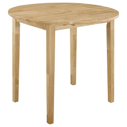 Start2Finish Bucknell 3-piece round drop leaf dining table set in natural wood finish with matching chairs