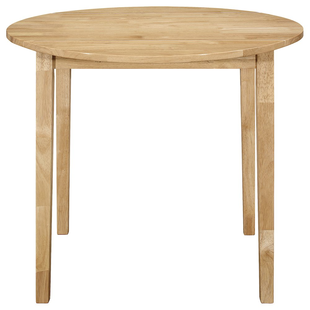 Start2Finish Bucknell 3-piece round drop leaf dining table set in natural wood finish, with matching chairs and table leaves.