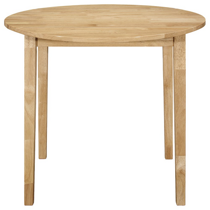 Start2Finish Bucknell 3-piece round drop leaf dining table set in natural wood finish, with matching chairs and table leaves.
