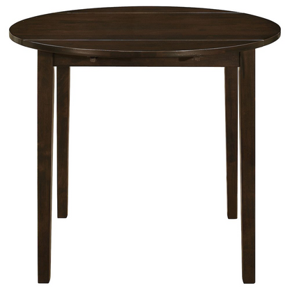 Start2Finish Bucknell 3-piece round drop leaf dining table set in cappuccino with matching chairs, showcasing smooth wood finish and versatile design.