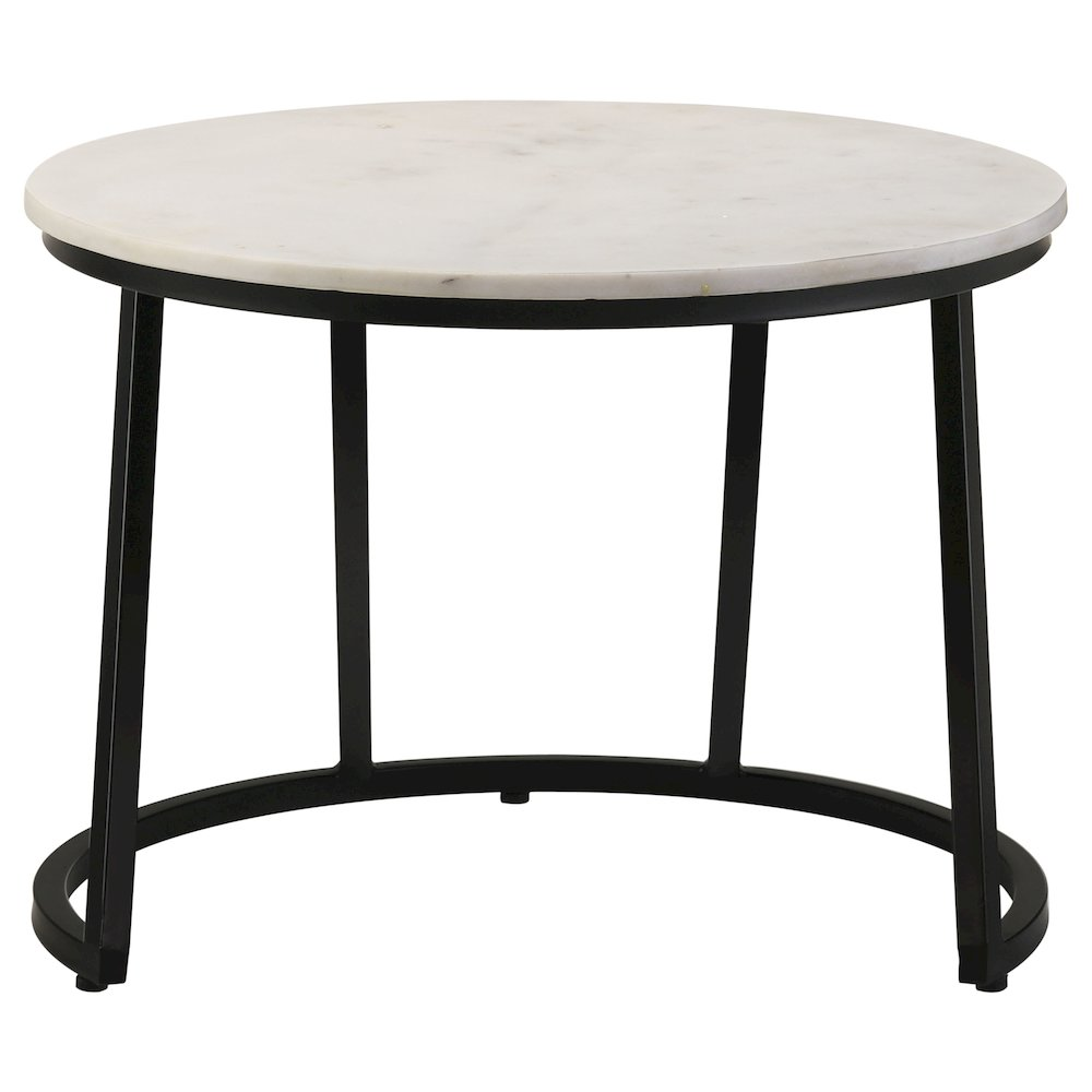 Start2Finish Miguel round coffee table with white and black marble top, modern furniture piece with sleek design