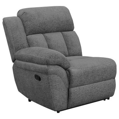 Start2Finish Bahrain upholstered motion sofa in charcoal fabric with plush cushions and modern design, perfect for living room comfort.