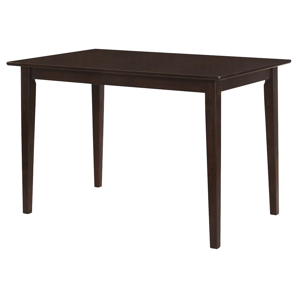 Start2Finish Gomez 5-piece rectangular dining table set in cappuccino with matching chairs, showcasing the modern wood finish and sturdy design.