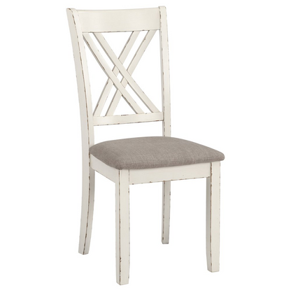 Start2Finish Fortress 7-piece rectangular dining set in vintage vanilla with matching chairs and table surface, stylish and elegant.
