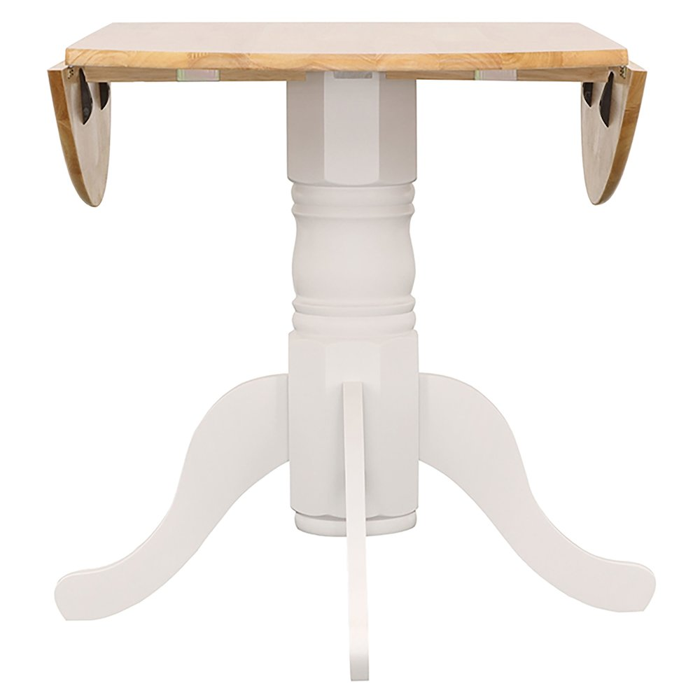Start2Finish Allison 5-piece round drop leaf dining table set in white with matching chairs, ideal for compact dining spaces.