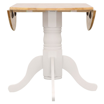 Start2Finish Allison 5-piece round drop leaf dining table set in white with matching chairs, ideal for compact dining spaces.