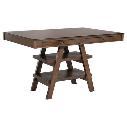 Start2Finish Dewey 5-piece rectangular dining table set in walnut with matching chairs, showcasing a modern wood finish.