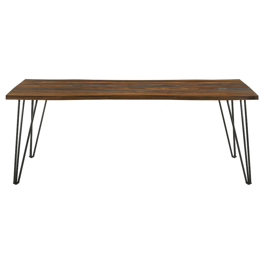 Neve 80-inch grey sheesham live edge dining table by Start2Finish, showcasing a natural wood grain and modern design.