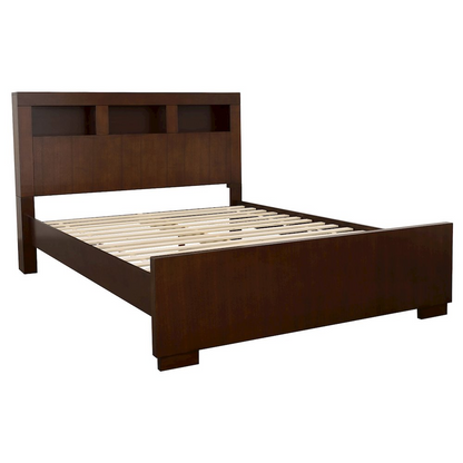 Jessica 4-piece Queen Bedroom Set in cappuccino finish, includes bed frame, nightstands, and dresser, by Start2Finish furniture.